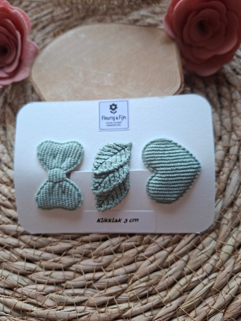 3 klikklak 3 cm in groentinten, Kinderen en Baby's, Haarspeld, Nieuw, Ophalen of Verzenden, Groen