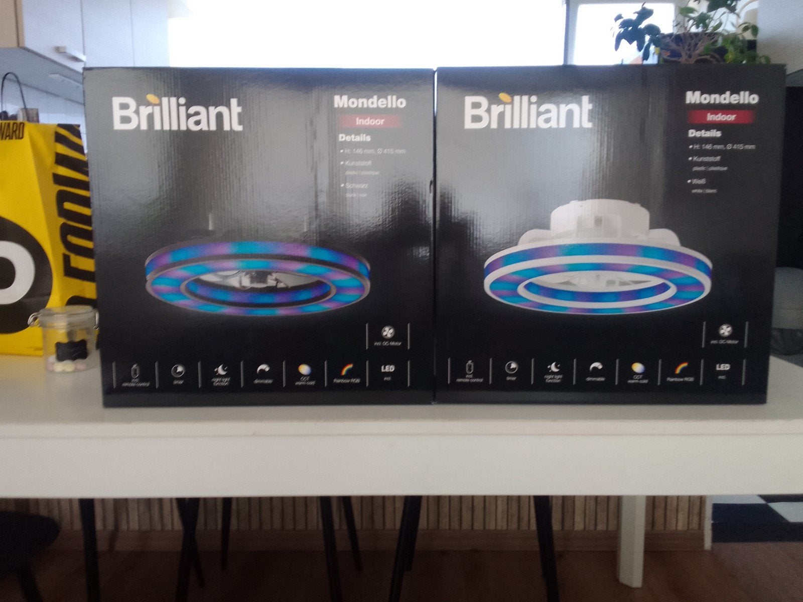 Brilliant Mondello Indoor Plafondventilator met RGB LED, Brilliant AG, Brilliantstraße 1, 27442 Gnarrenburg, Duitsland, Info@brilliant.eu