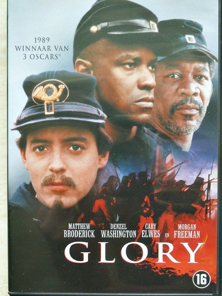 Glory  (1989) met Denzel Washington en Morgan Freeman, Cd's en Dvd's, Engels, Vanaf 16 jaar, Waargebeurd drama, Nederlands