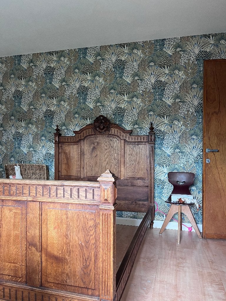 Authentiek massief bed + stevige lattenbodem – karakterstuk, Ophalen, Gebruikt, Bruin, 140 cm