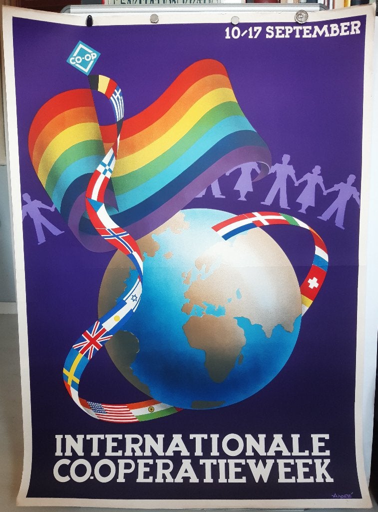 Originele Poster Co-Op Internationale Supermarkt Cooperatie, Verzamelen, Verzenden, A1 t/m A3, Reclame, Rechthoekig Staand