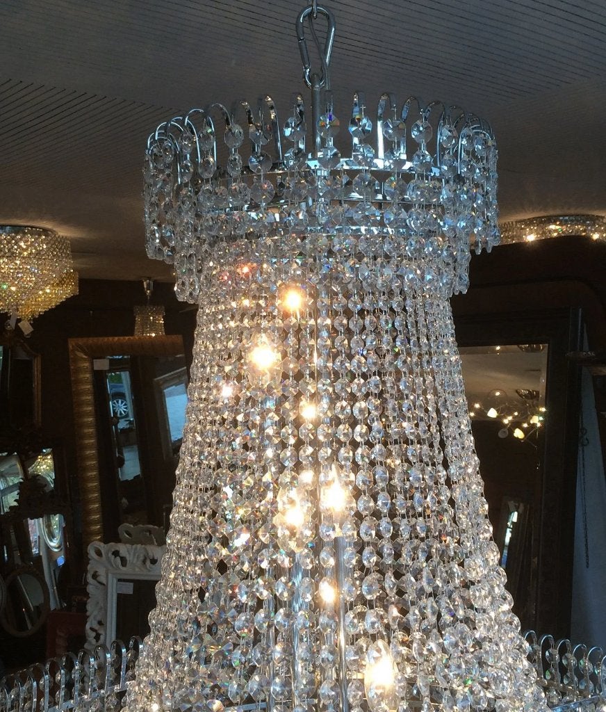 Kristal Zakkroonluchter Zilver 80 cm Wij gaan stoppen, Ophalen of Verzenden, Nieuw