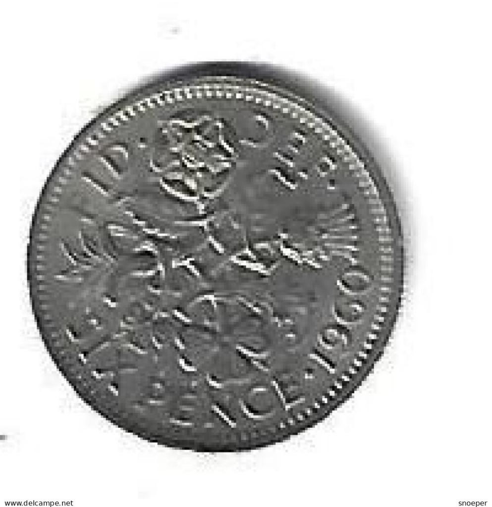 great britain 6 pence 1960 km 903 xf+, Postzegels en Munten, Munten | Europa | Niet-Euromunten, Verzenden, Overige landen, Losse munt