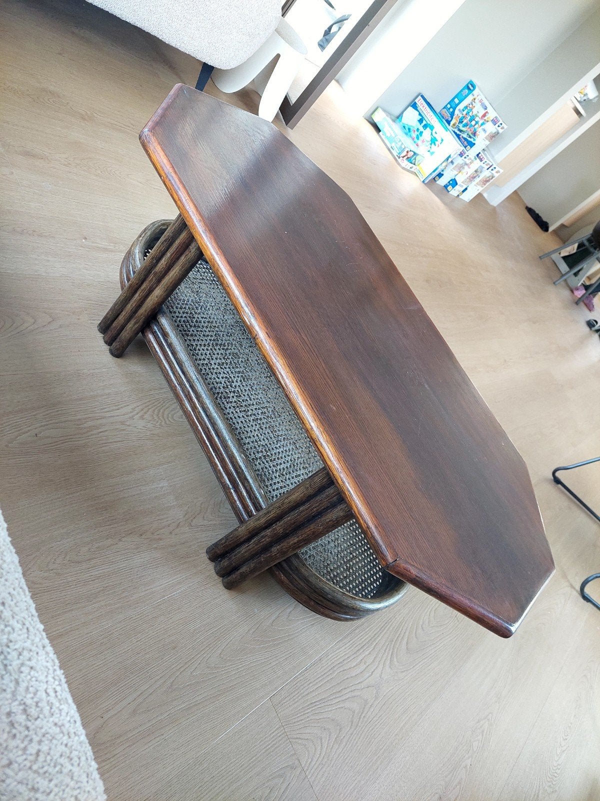 Salontafel - Webbing, Rotan, 8 hoek, Huis en Inrichting, Tafels | Salontafels, Ophalen, Gebruikt, 100 tot 150 cm, 50 tot 100 cm