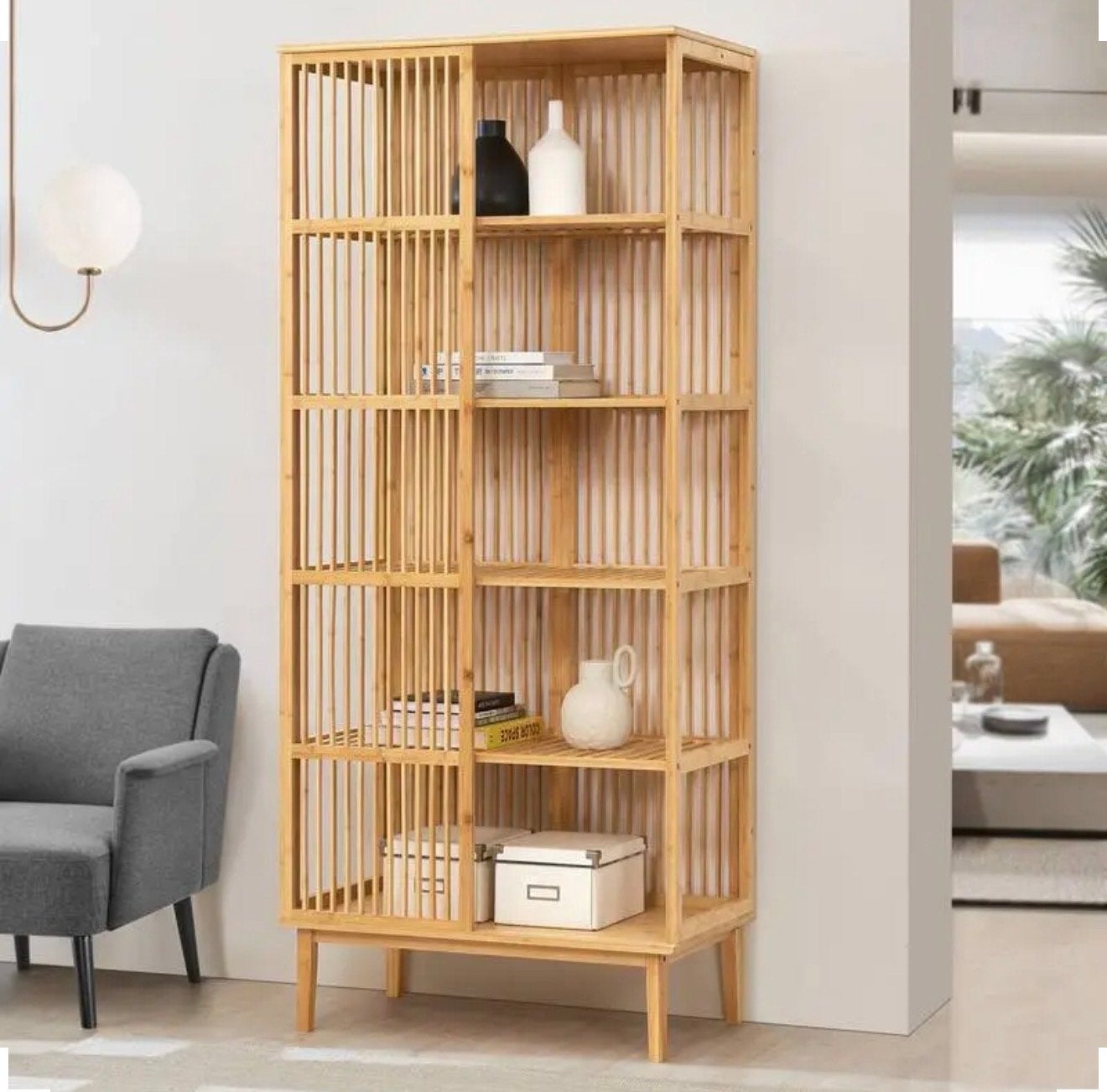 Nieuwe bamboe kledingkast/boekenkast in verpakking, Met plank(en), Nieuw, 150 tot 200 cm, 25 tot 50 cm