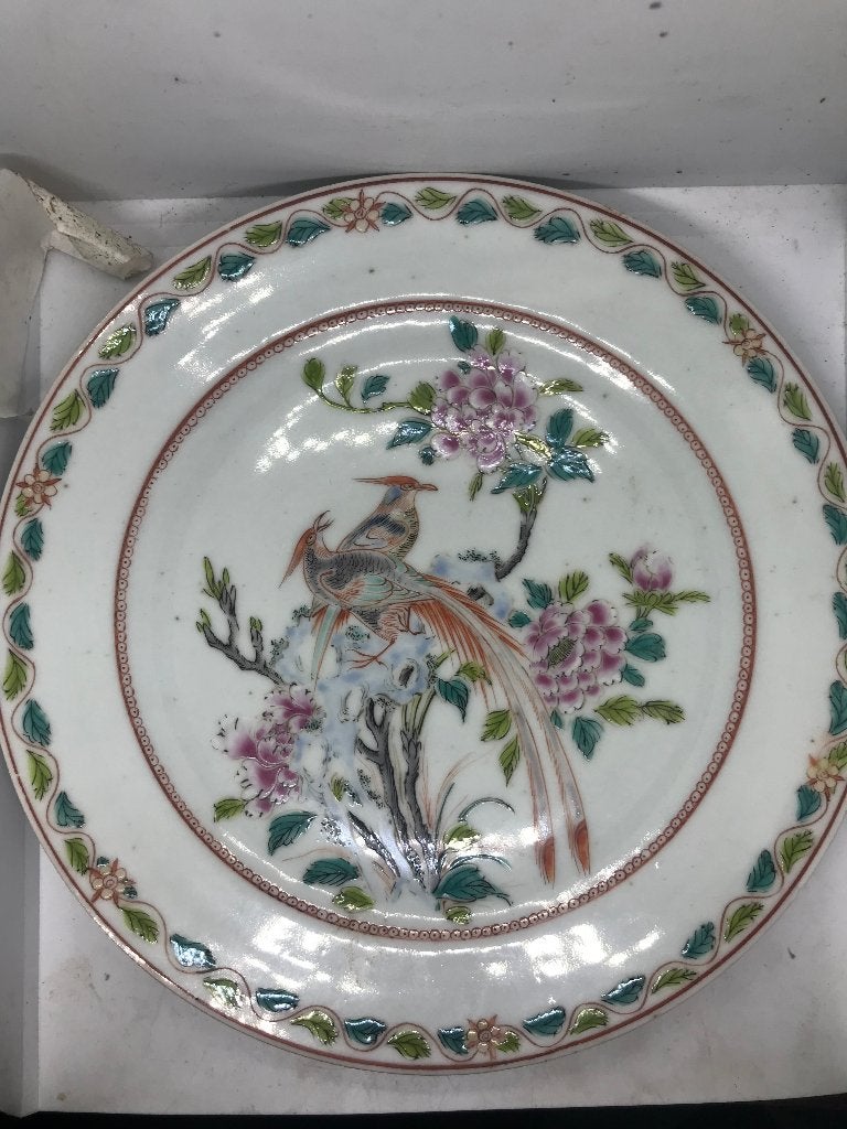 chinees porselein bord antiek met paradijsvogel, Ophalen of Verzenden