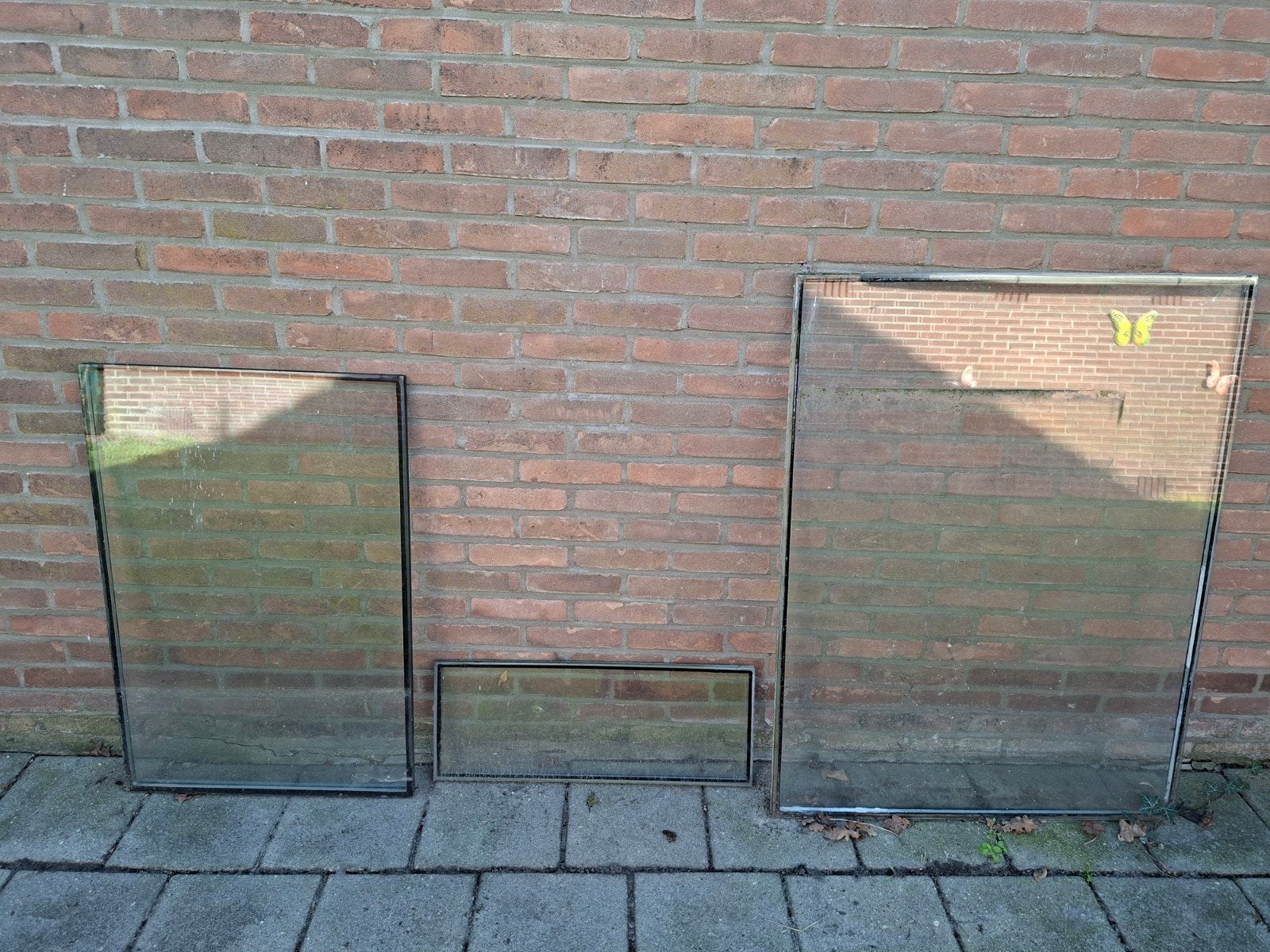 Gratis Dubbel Glas 3 stuks, Ophalen, Gebruikt, Minder dan 80 cm, Gevelraam of Ruit