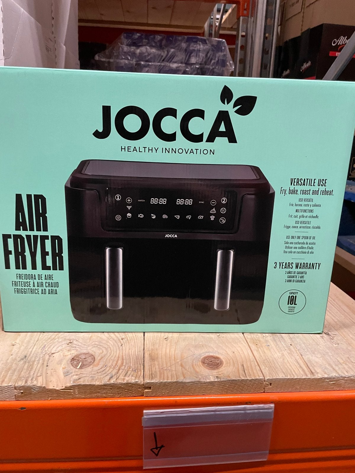 Jocca Airfryer met dubbele mand en tussenwandje - 10L, Ophalen, Nieuw, Airfryer XXL, 1500 gram of meer