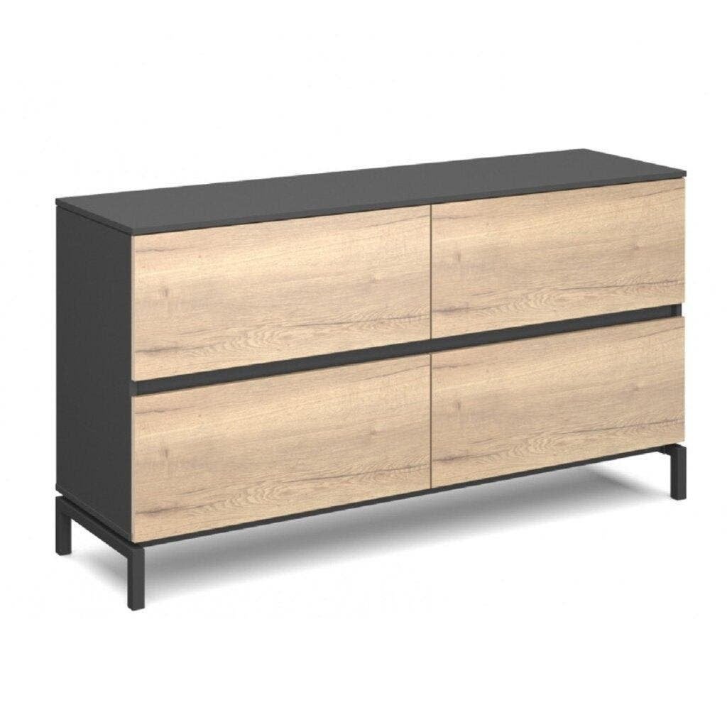 MN Cube Dressoirkast Antraciet Natuur Eiken H108xB160xD44, 150 tot 200 cm, Nieuw, Ophalen of Verzenden, 25 tot 50 cm
