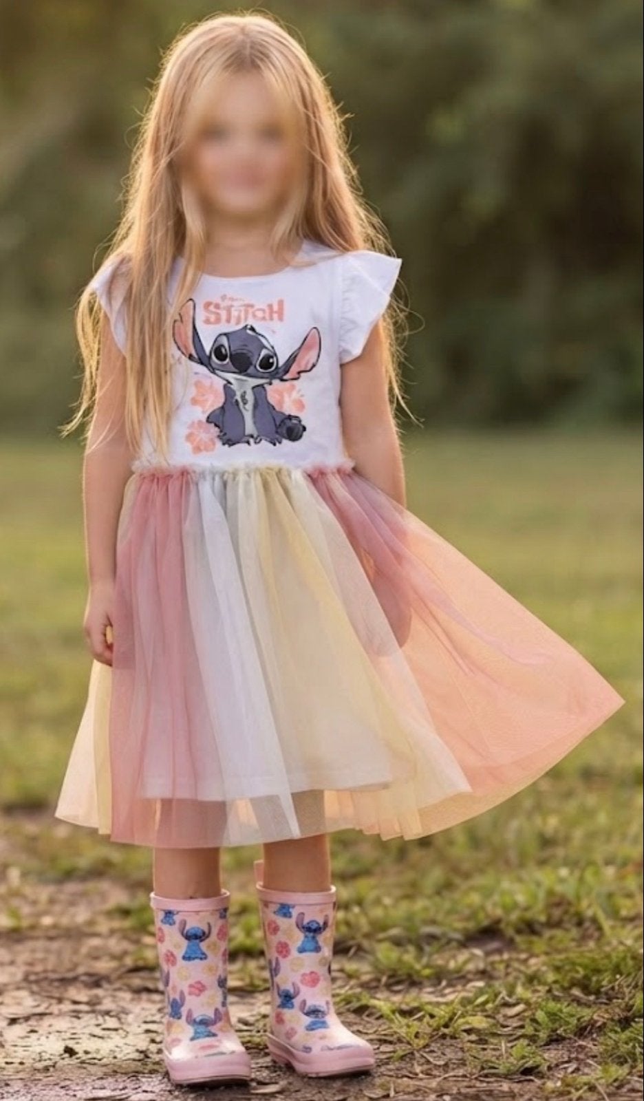 Disney Stitch Jurk Regenboog Tule - Maat 122 bijna gratis, Ophalen of Verzenden, Gebruikt, Meisje, Jurk of Rok