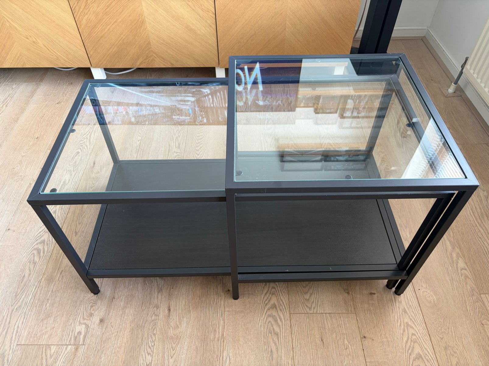 IKEA VITTSJÖ salontafel 90x50 cm, Metaal of Aluminium, Zo goed als nieuw, 75 cm of meer, Rechthoekig