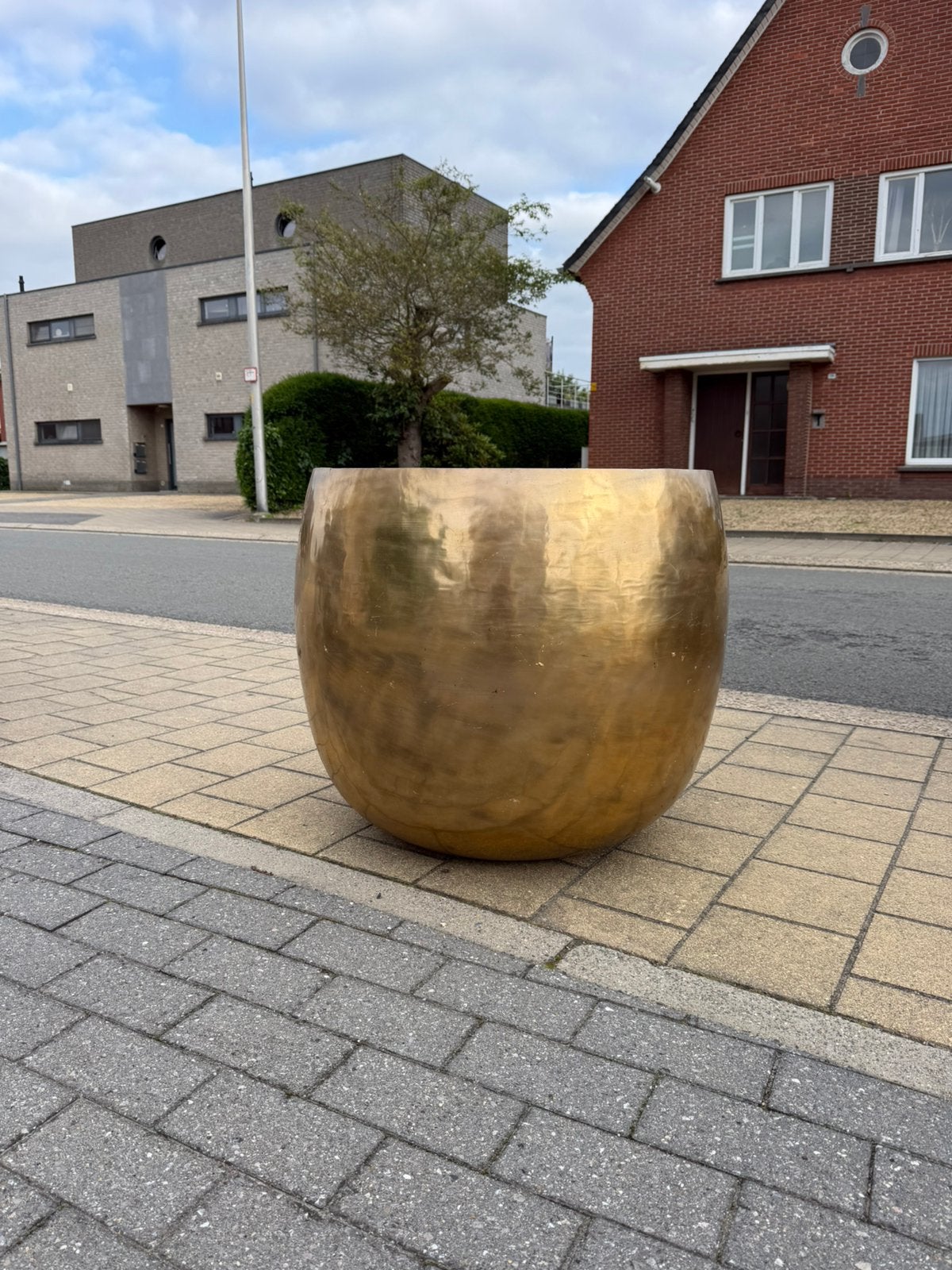 Prachtige goud koper kleur boembak plantenbak terras tuin, Ophalen, Rond, Zo goed als nieuw, Binnen