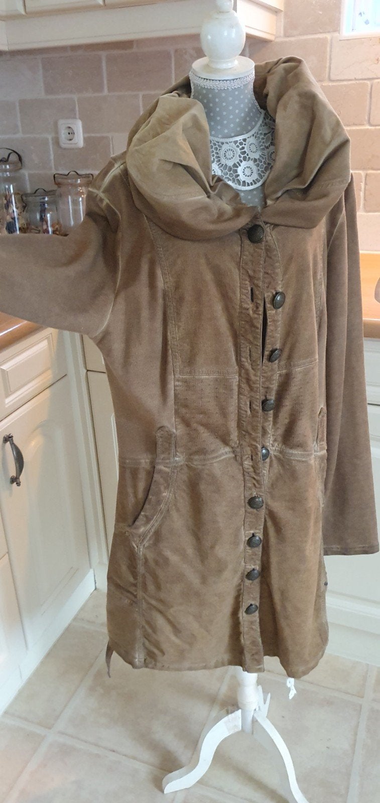 Simclan lange jas/vest met opstaande kraag en knopen -, Kleding | Dames, Simclan, Overige kleuren, Maat 42/44 (L), Ophalen of Verzenden