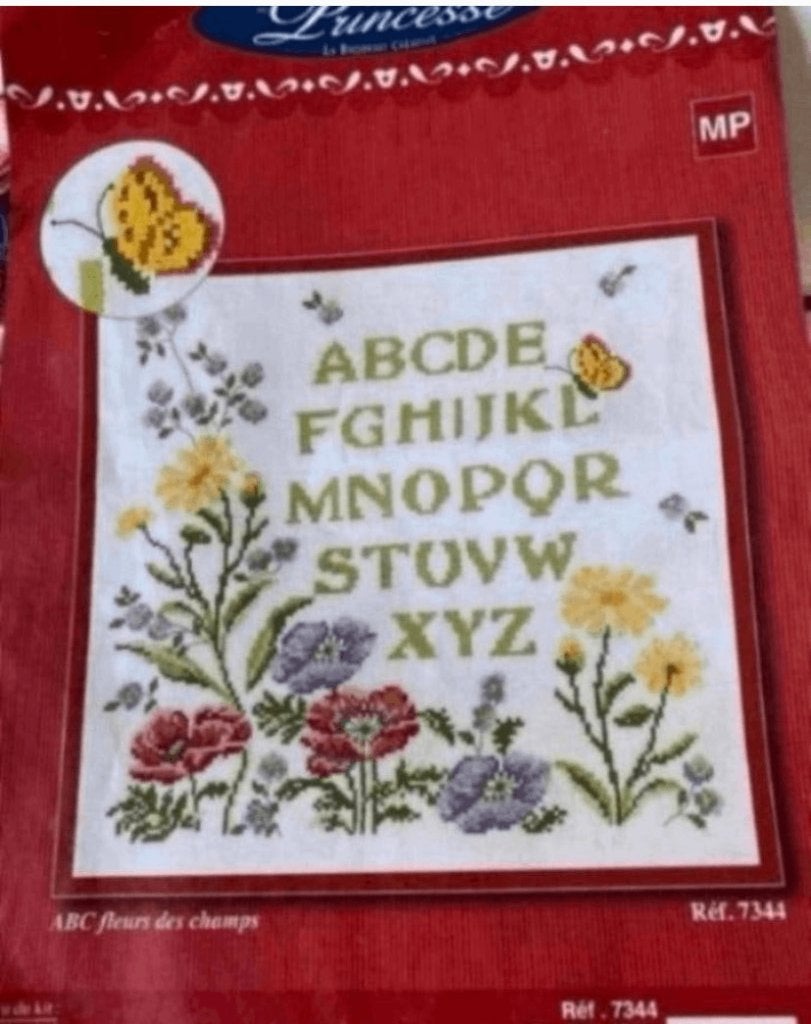 BORDUURPAKKET PRINCESSE ABC WILDE BLOEMEN, Ophalen of Verzenden, Zo goed als nieuw, Handborduren, Borduurpakket