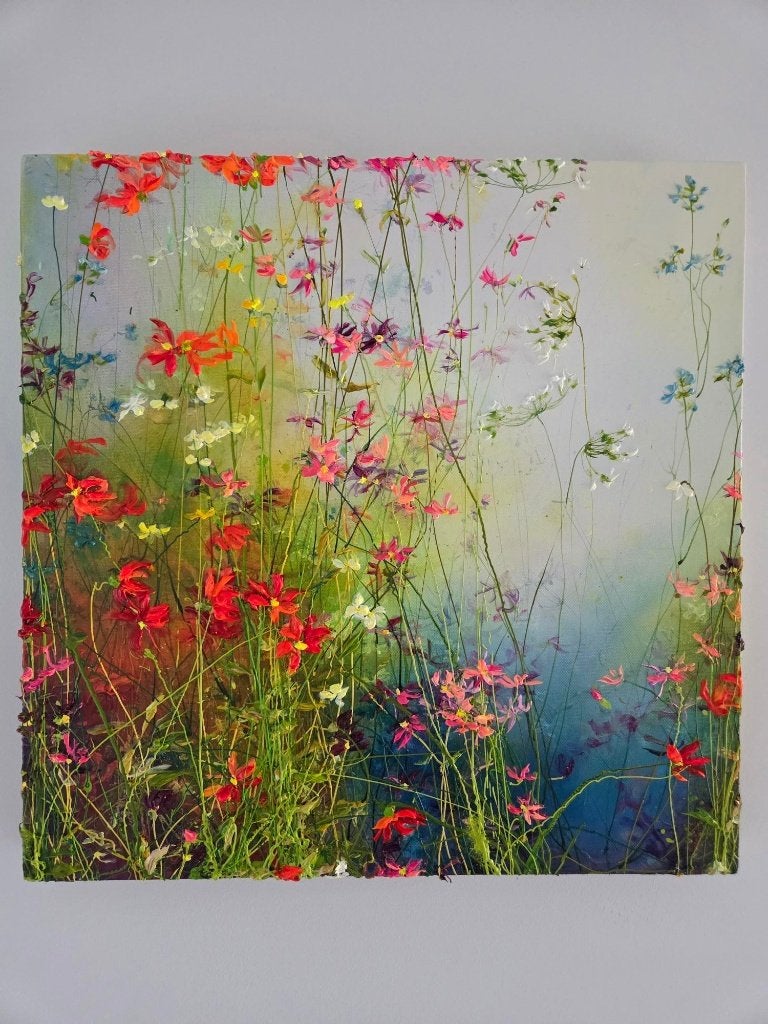 Origineel Bloemenschilderij Yulia Muravyeva - Dreamy-50x50cm, Antiek en Kunst, Ophalen, Acrylverf, Overige materialen, Gelimiteerde oplage