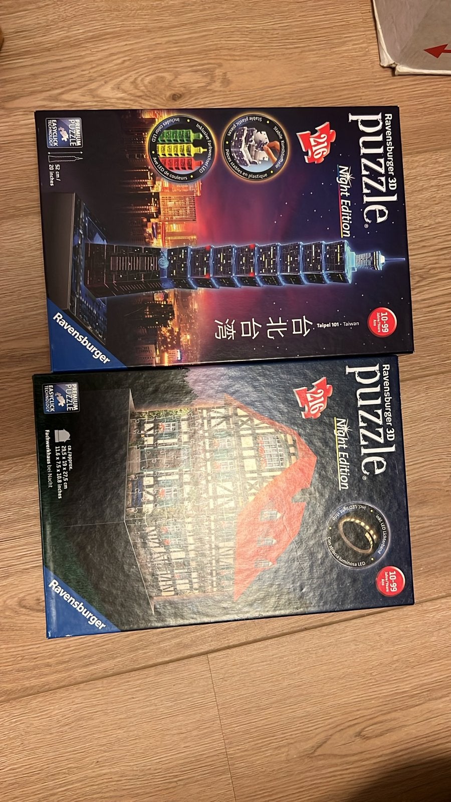 Ravensburger 3D Puzzel Night Edition - Taipei 101 & Fachwerk, Een of twee spelers, Ophalen, Zo goed als nieuw