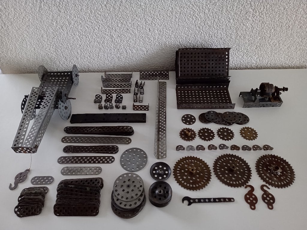 Vintage Metaal Bouw onderdelen van TRIX Mecano met Boekjes, Ophalen of Verzenden