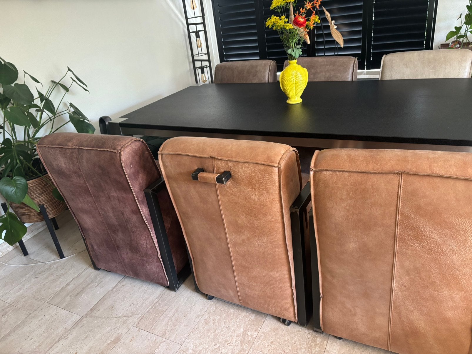 Eettafel stoelen 6, Ophalen, Gebruikt, Bruin, Vijf, Zes of meer stoelen