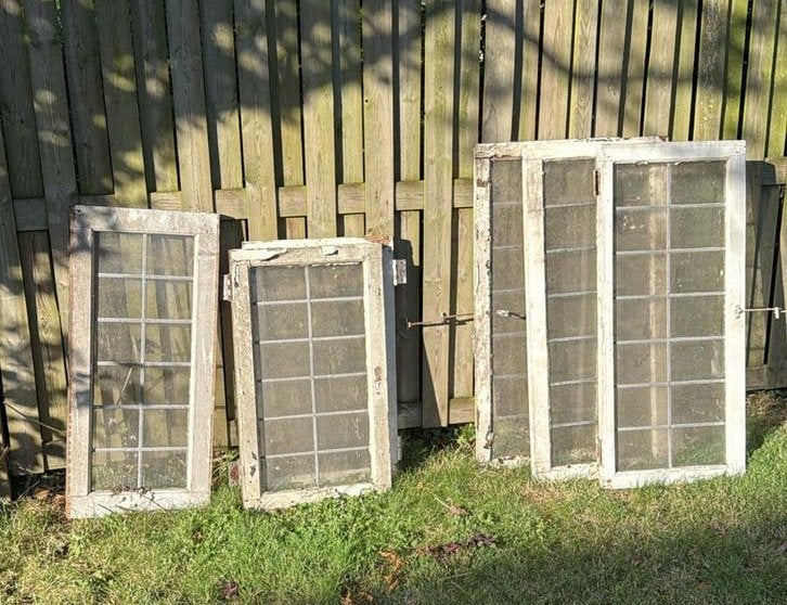 6 Houten stalramen met enkel glas - Diverse maten, Doe-het-zelf en Verbouw, Ophalen, Gevelraam of Ruit, Gebruikt, Minder dan 80 cm