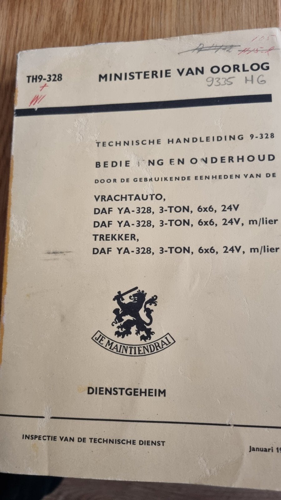 Technische Handleiding DAF YA-328 Vrachtauto TH9-328, Boeken, Ophalen of Verzenden