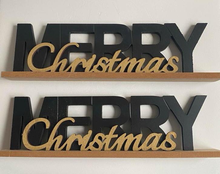 Kerst woondecoratie van hout, 35x10cm, 2 stuks, nieuw, Ophalen of Verzenden, Nieuw