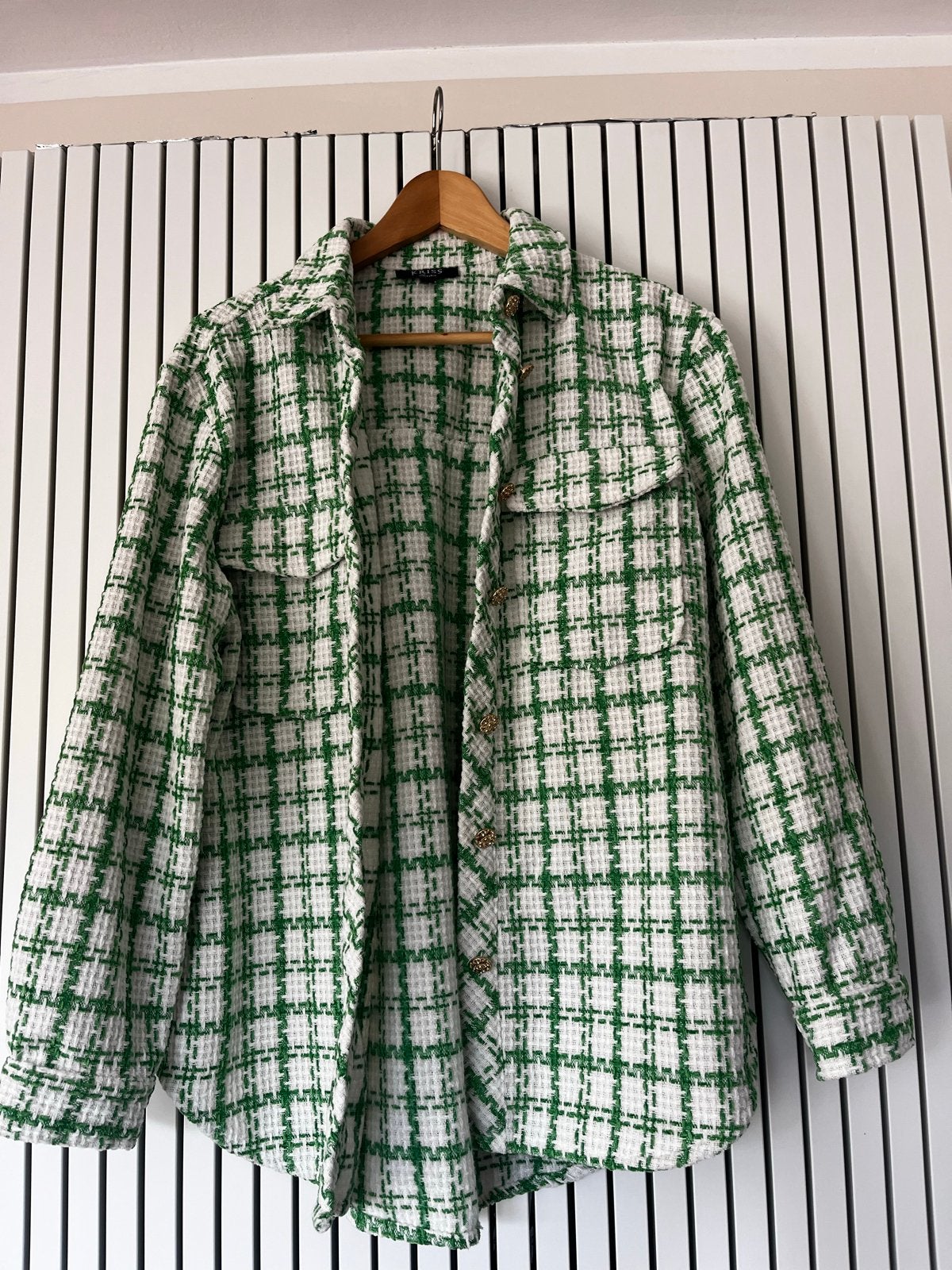 Kriss Sweden geruite shacket groen/wit maat S, Kleding | Dames, Ophalen of Verzenden, Zo goed als nieuw, Maat 36 (S), Groen