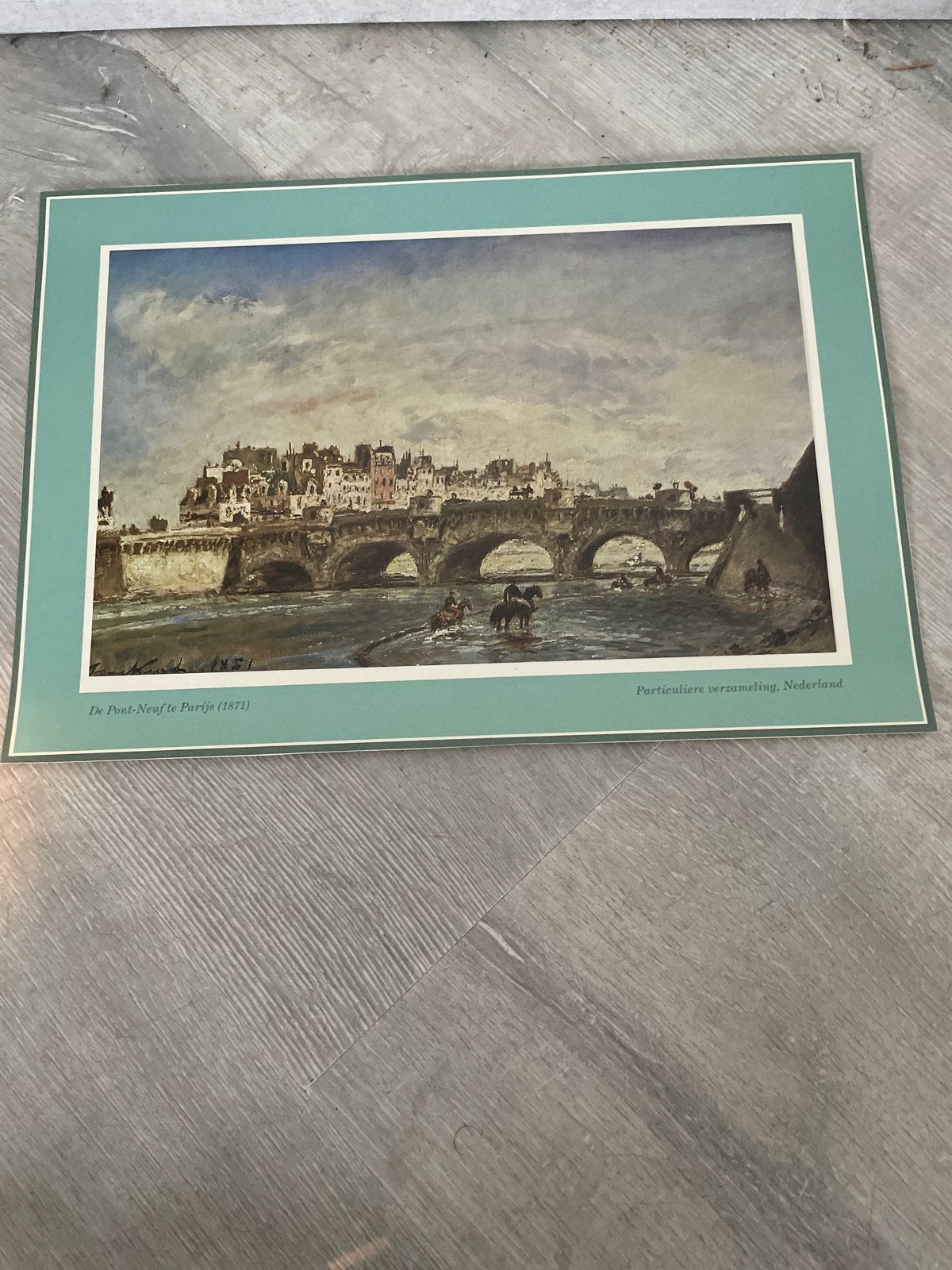 De Pont-Neuf te Parijs (1871) - Klassiek Stadsgezicht, Achter glas, Ophalen of Verzenden, Klassiek, Print