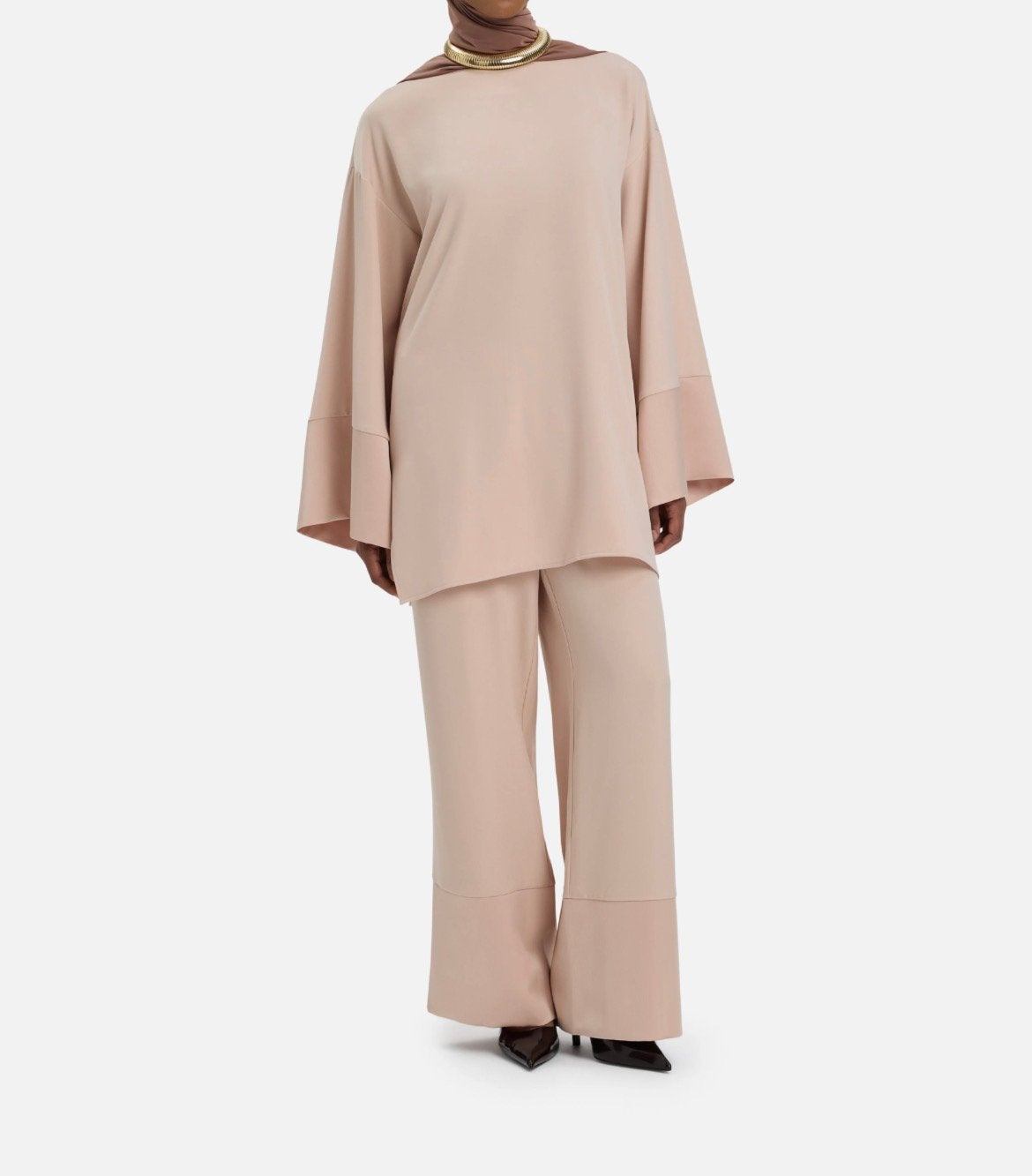 Merrachi | Satin Trim Trouser/Blouse | Tweedelige set, Ophalen, Nieuw, Maat 42/44 (L)