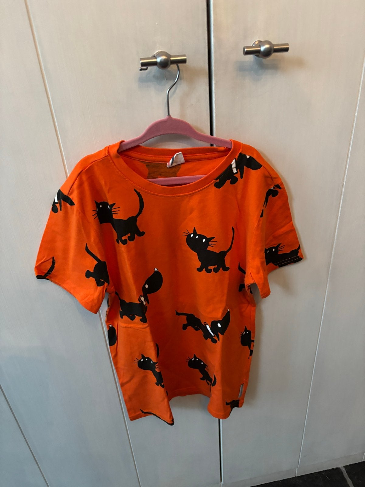 Hema T-shirt met kattenprint, maat 134/140, Kinderen en Baby's, Kinderkleding | Maat 134, Ophalen of Verzenden, Gebruikt, Jongen of Meisje