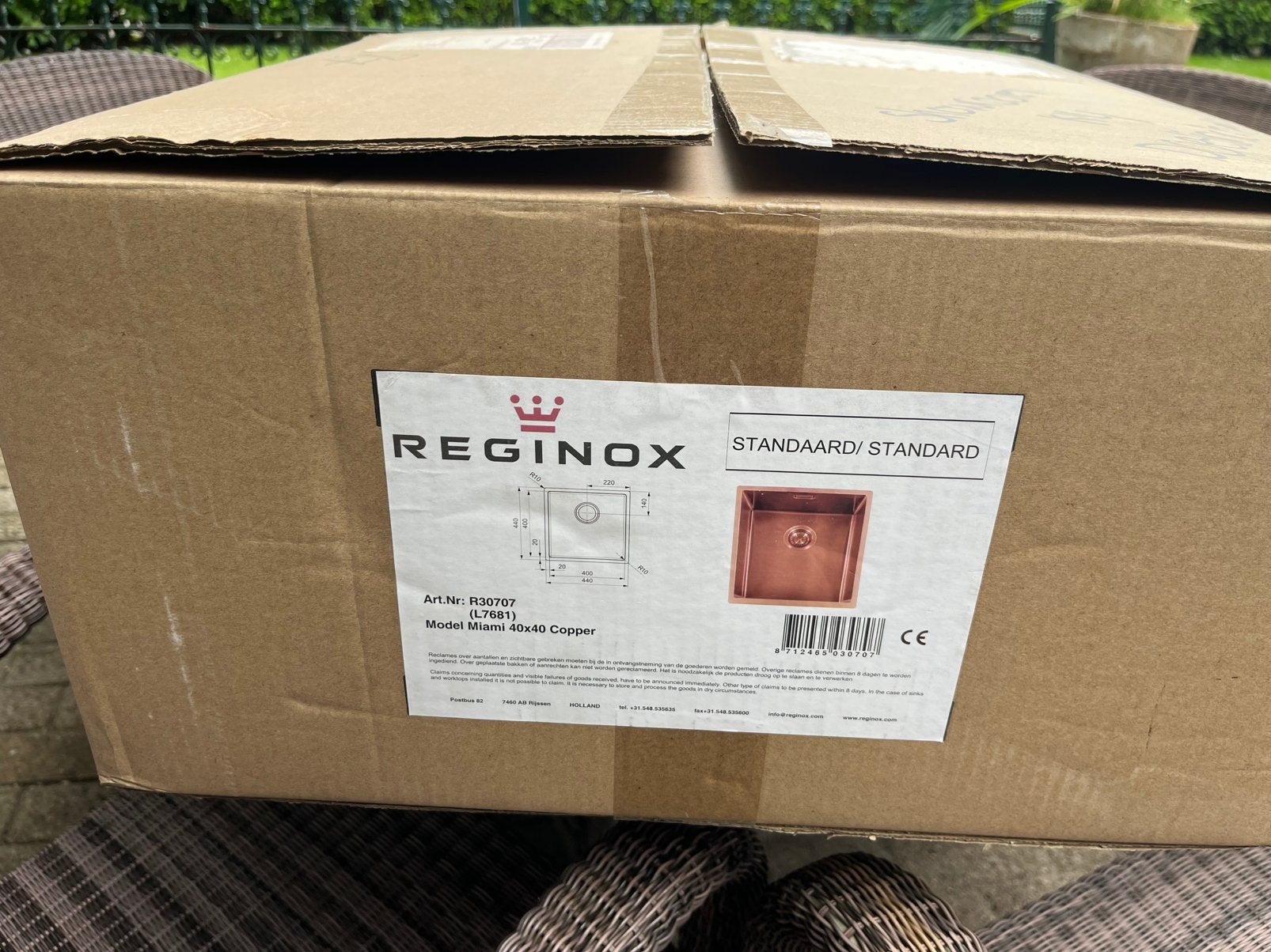 Reginox Miami 40x40 Koperen Spoelbak - Nieuw in doos, Doe-het-zelf en Verbouw, Ophalen, Koper, Nieuw, Wastafel