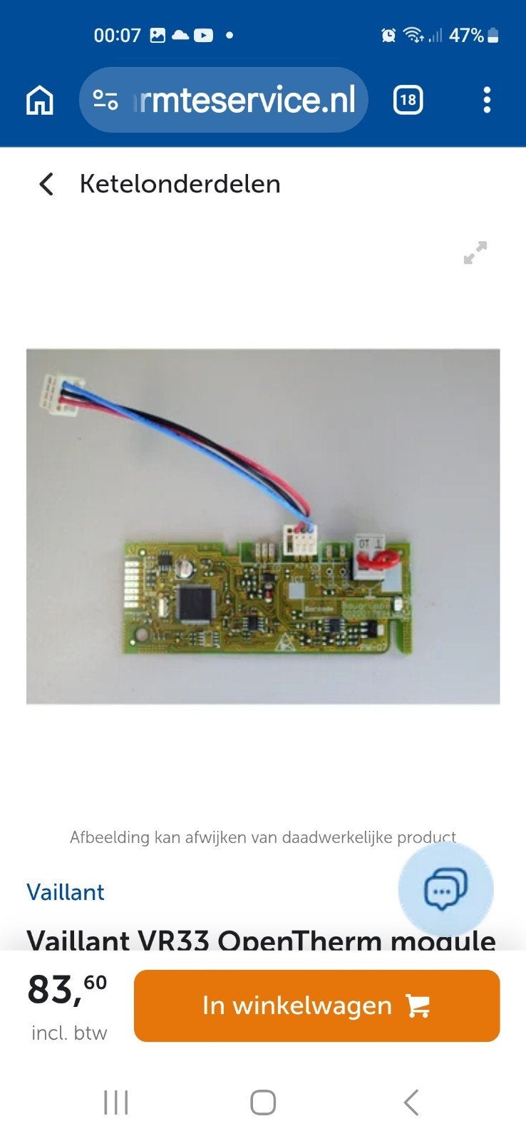 Vaillant VR33 OpenTherm module, Ophalen of Verzenden, Gebruikt, Overige merken, Overige typen