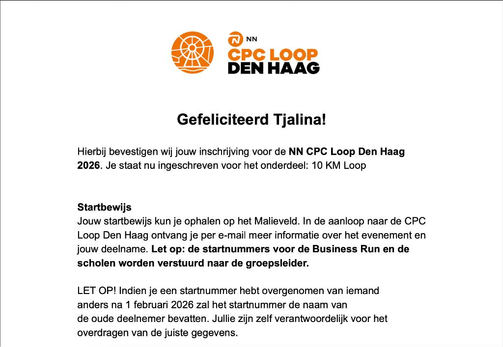 CPC Loop Den Haag 10 kilometer, Eén persoon