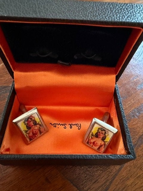 Paul Smith vintage manchetknopen pin-up girl, Ophalen of Verzenden, Nieuw, Overige materialen