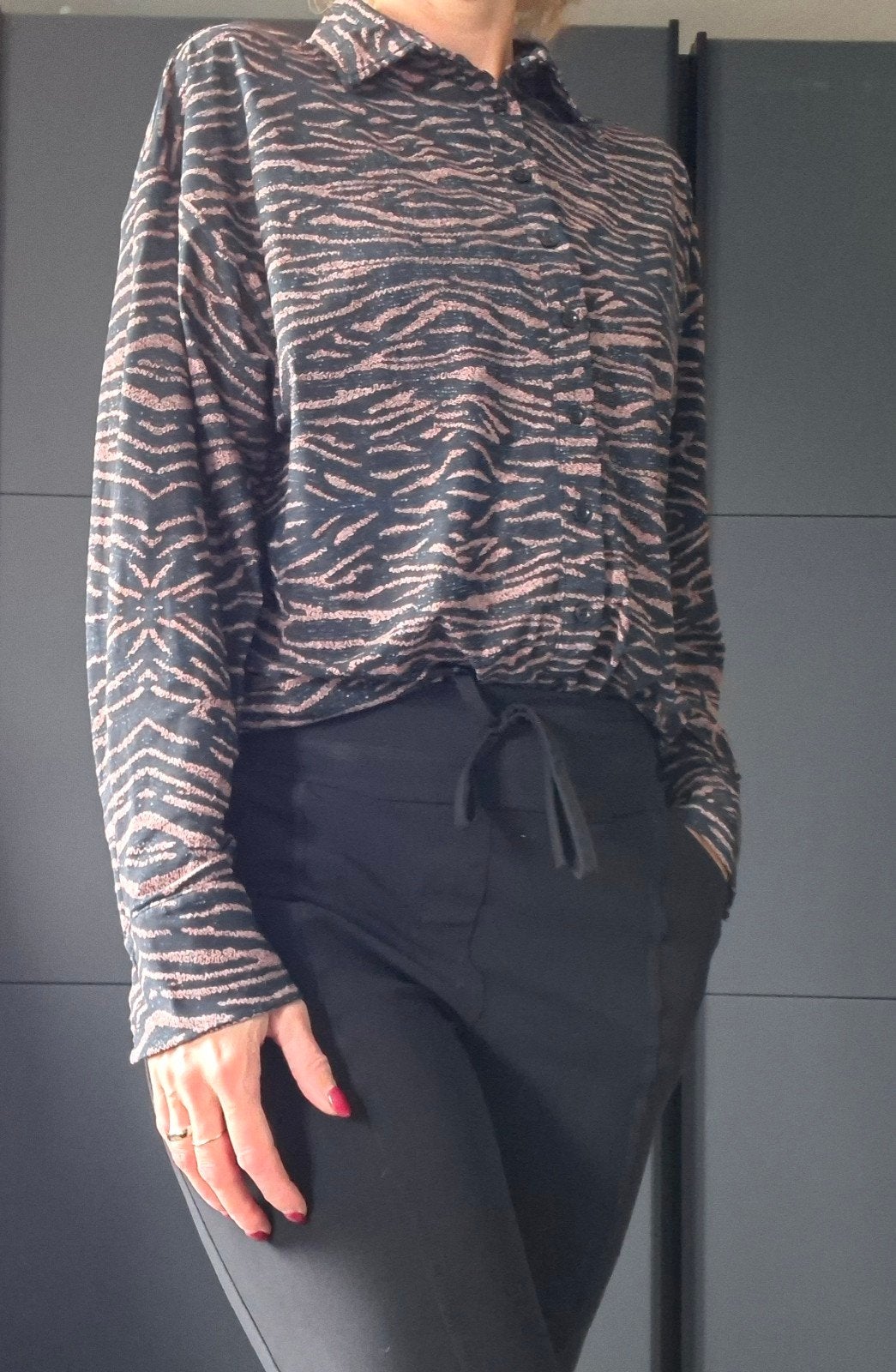 Studio Anneloes blouse maat M | Zwart/donkerblauw oudroze, Maat 38/40 (M), Studio Anneloes, Meerkleurig, Ophalen of Verzenden