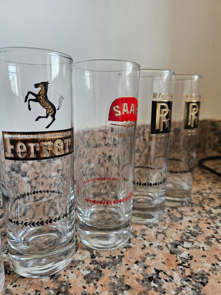 Glazen met autos merk, Verzamelen, Ophalen of Verzenden, Zo goed als nieuw, Frisdrankglas