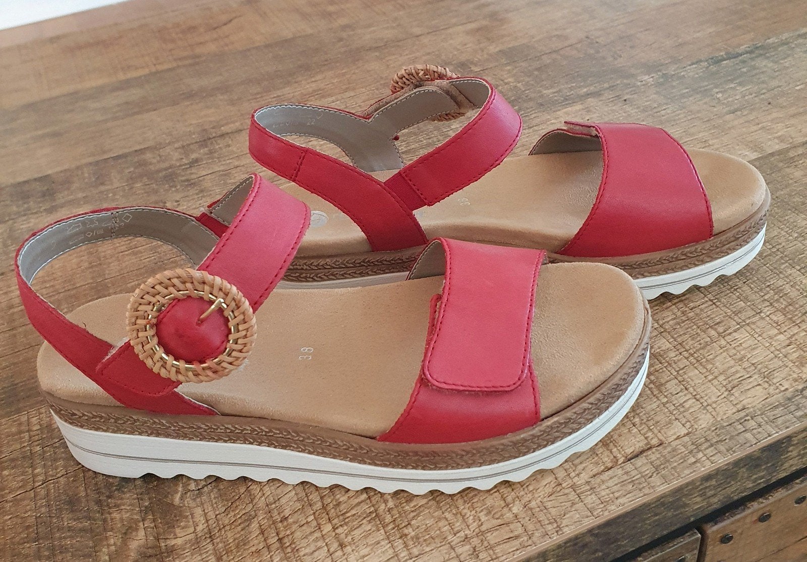 Remonte sandalen maat 38 (model D0Q52) 33-Flamme ALS NIEUW, Remonte, Zo goed als nieuw, Rood, Sandalen of Muiltjes