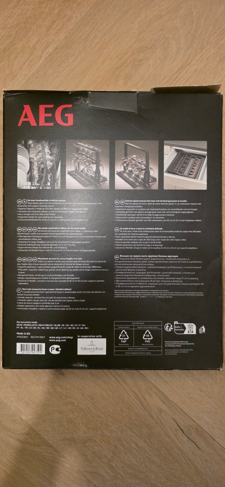 AEG Glasmandje voor vaatwasser - beschermt delicate glazen, Ophalen of Verzenden, Nieuw