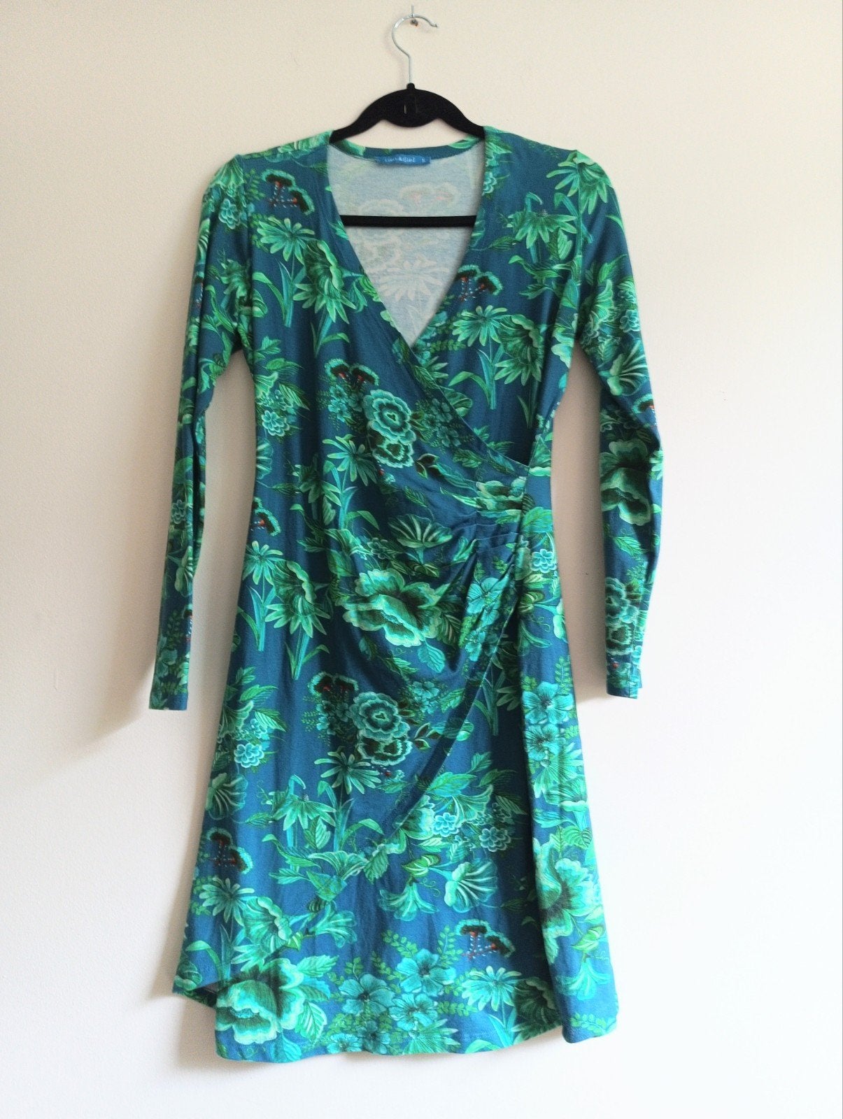 Lien & Giel Biologisch Katoen Bloemenprint Jurk, Maat 38/40 (M), Gedragen, Verzenden, Blauw