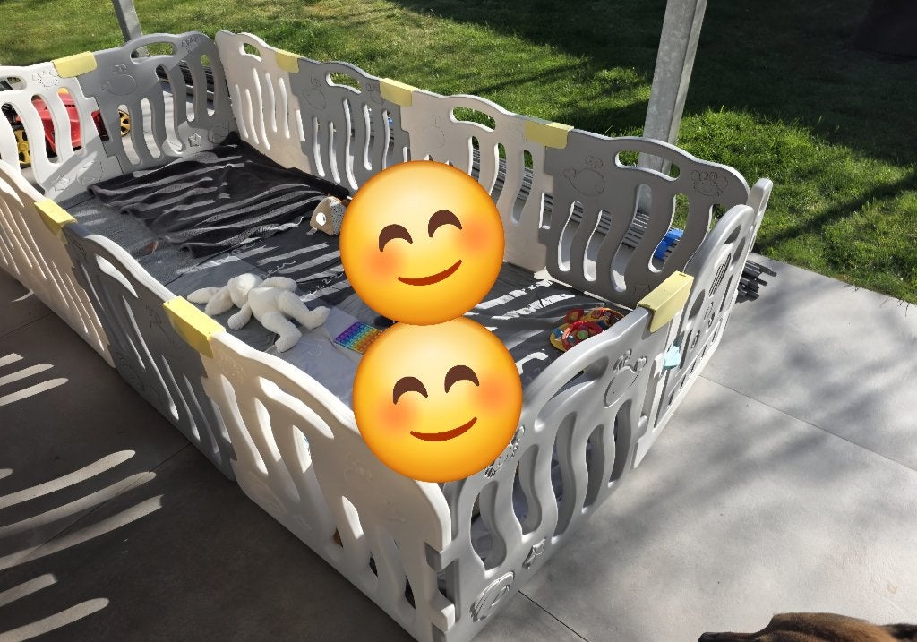 Grondbox playpen grijs wit plastic, Kinderen en Baby's, Boxen, Ophalen, Gebruikt