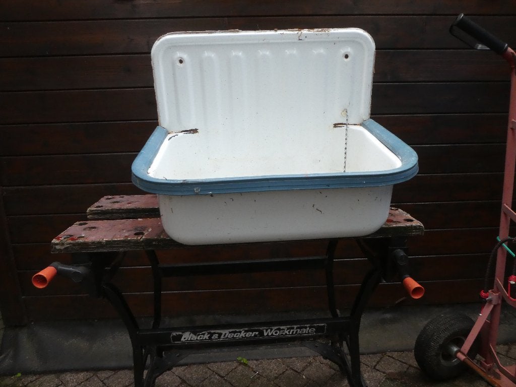 metalen emaile wasbak, Ophalen of Verzenden, Gebruikt, Wastafel
