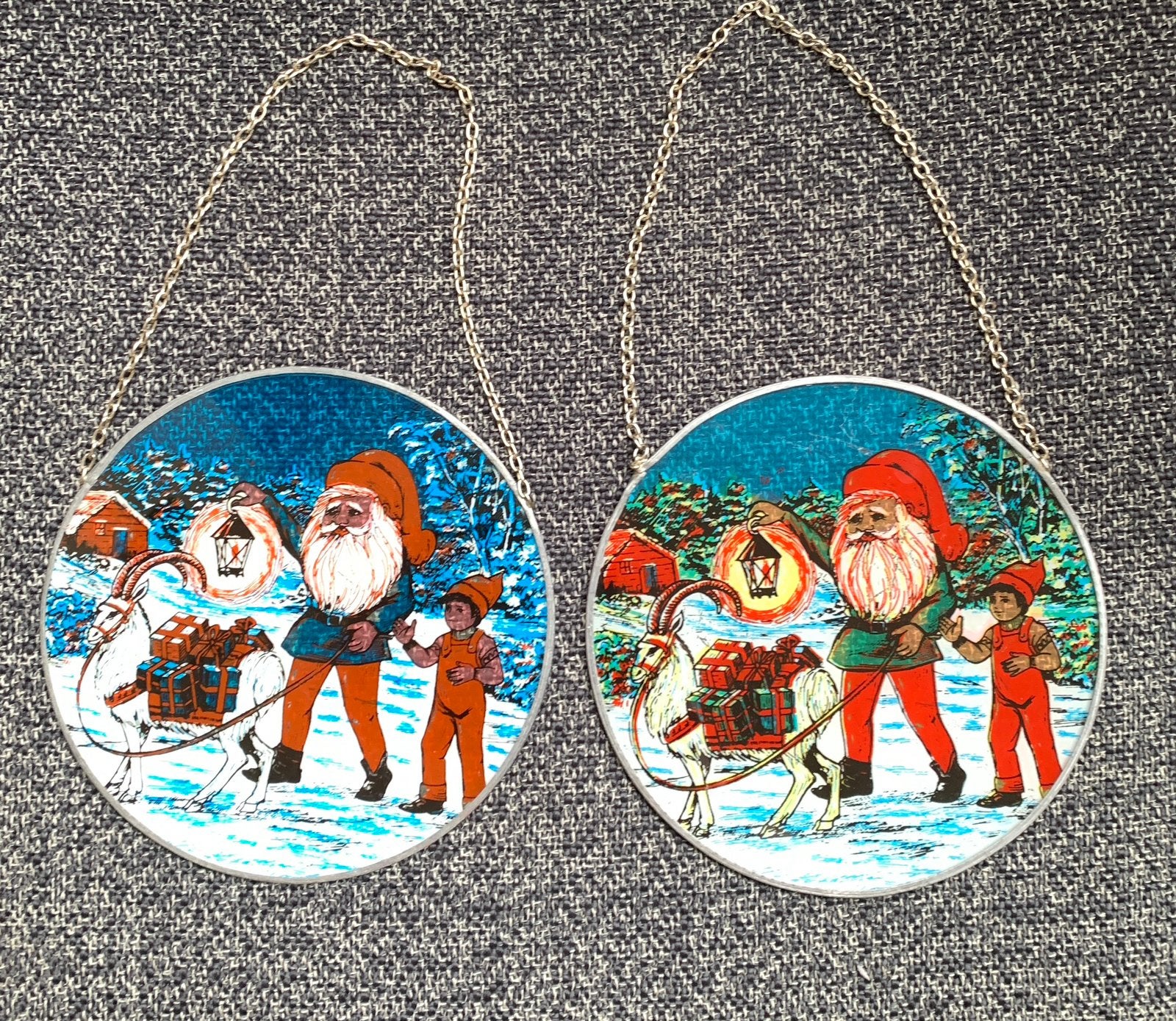 Twee vintage raamhangers - kerst - Santa Clause, Ophalen of Verzenden