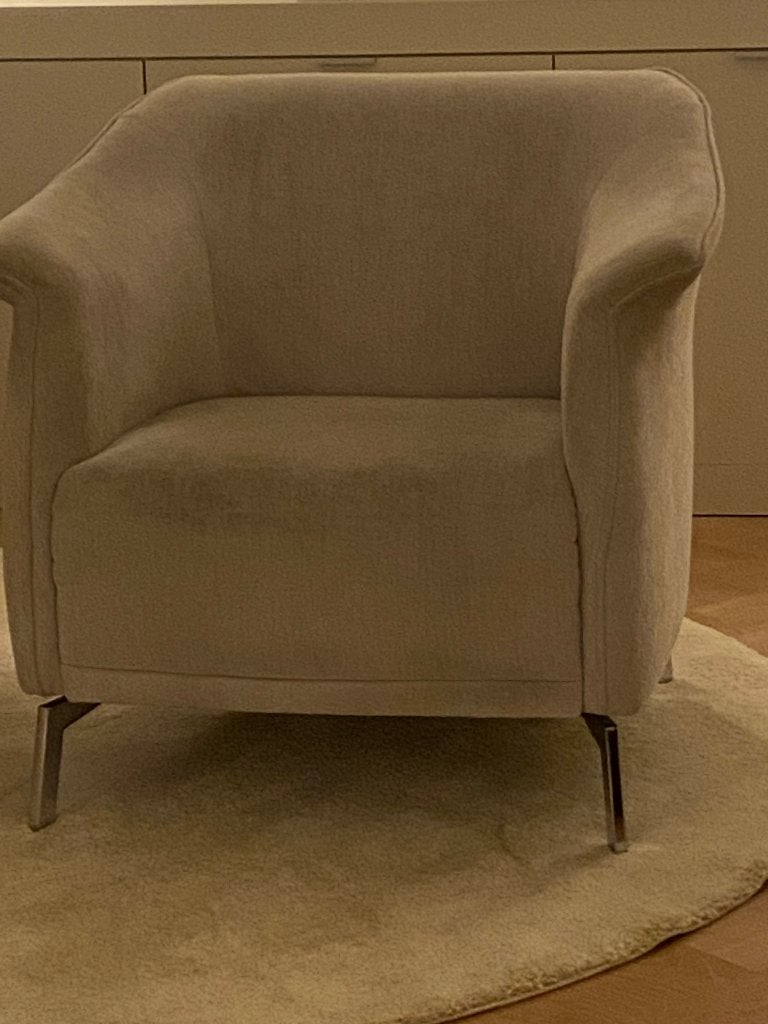 Fauteuil stoel Lou Cosmopolitan Silver velvet, Huis en Inrichting, Ophalen, 75 tot 100 cm, Zo goed als nieuw, Stof