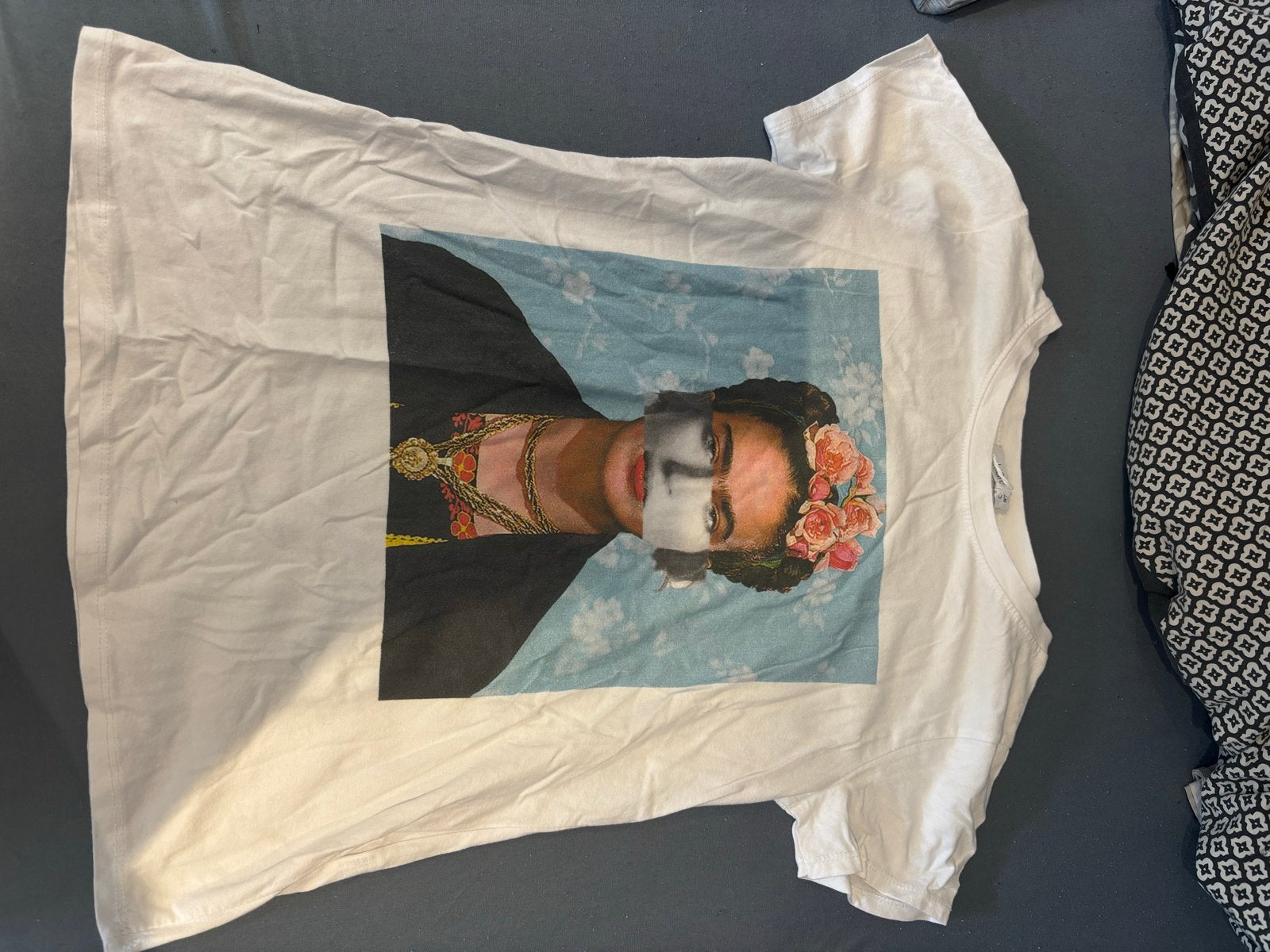 Wit T-shirt met Frida Kahlo print, Wit, Maat 42/44 (L), Ophalen of Verzenden, Zo goed als nieuw