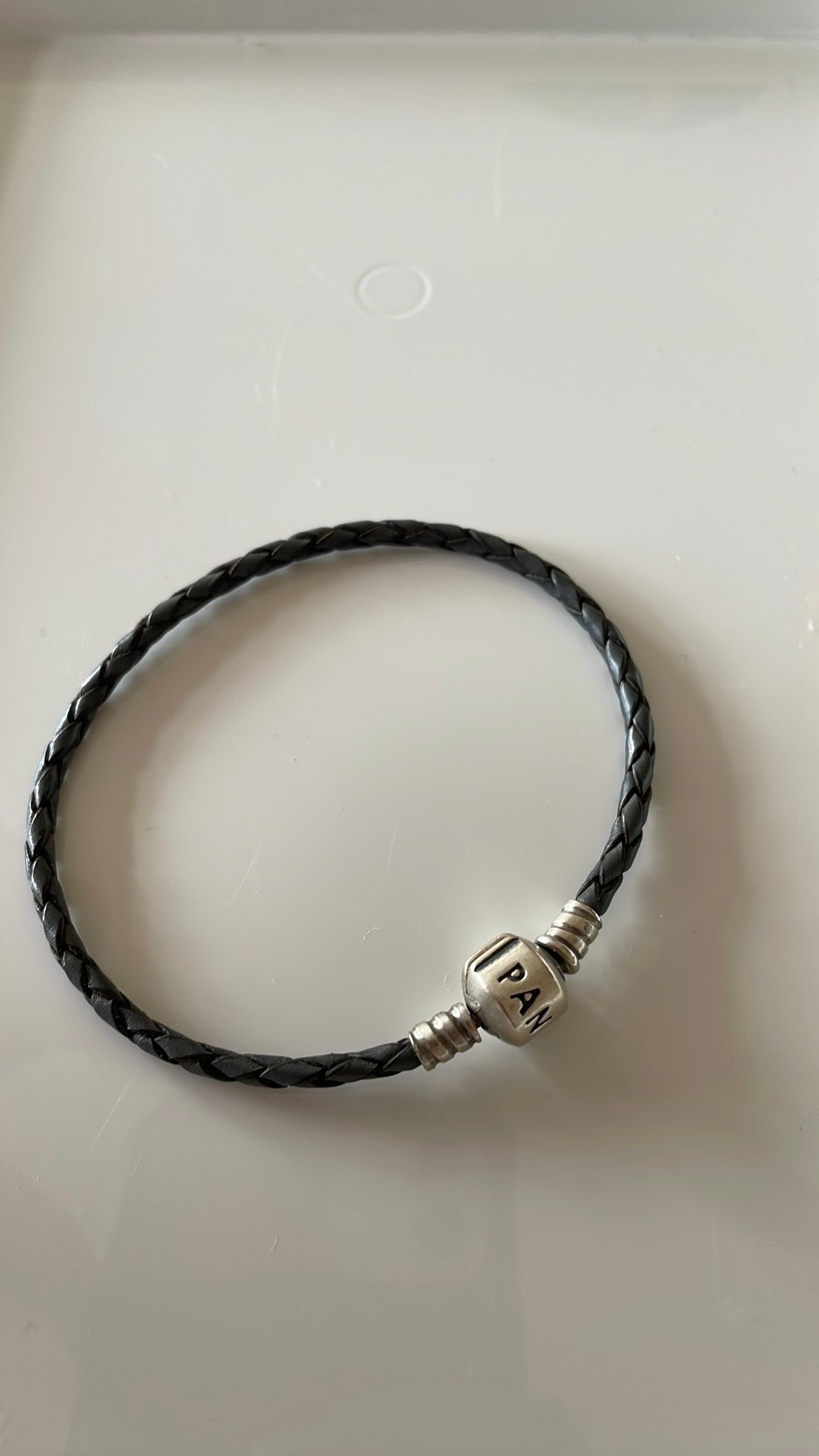 Pandora leren armband zwart, Ophalen of Verzenden, Zo goed als nieuw, Zwart, Leer
