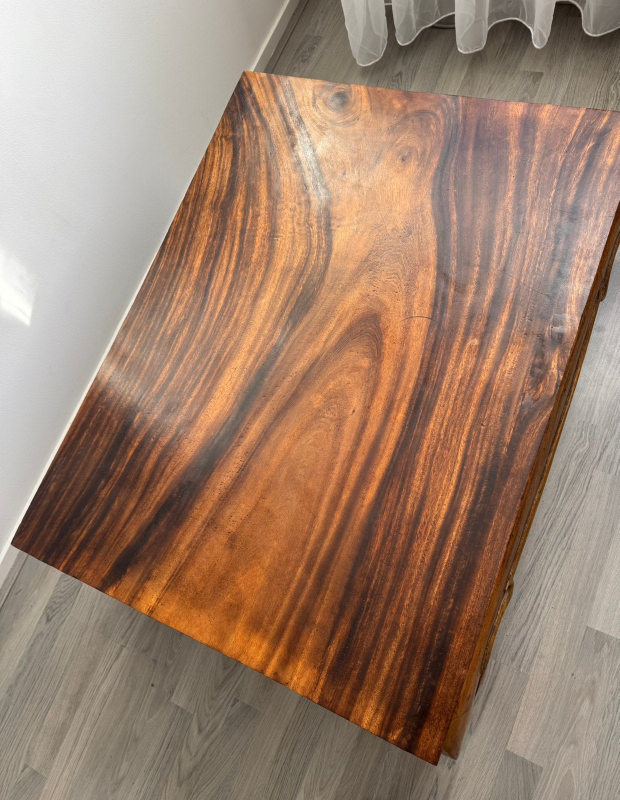 Gebogen Houten 102x75x41hcm salontafel coffee table lage taf, Ophalen, Gebruikt, 50 tot 100 cm, Teakhout
