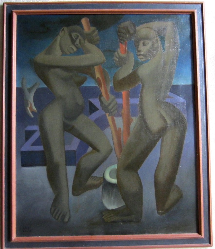 AFRIKANIST===Frédéric Davis 1919-1996===doek 100 x 80 cm, Ophalen