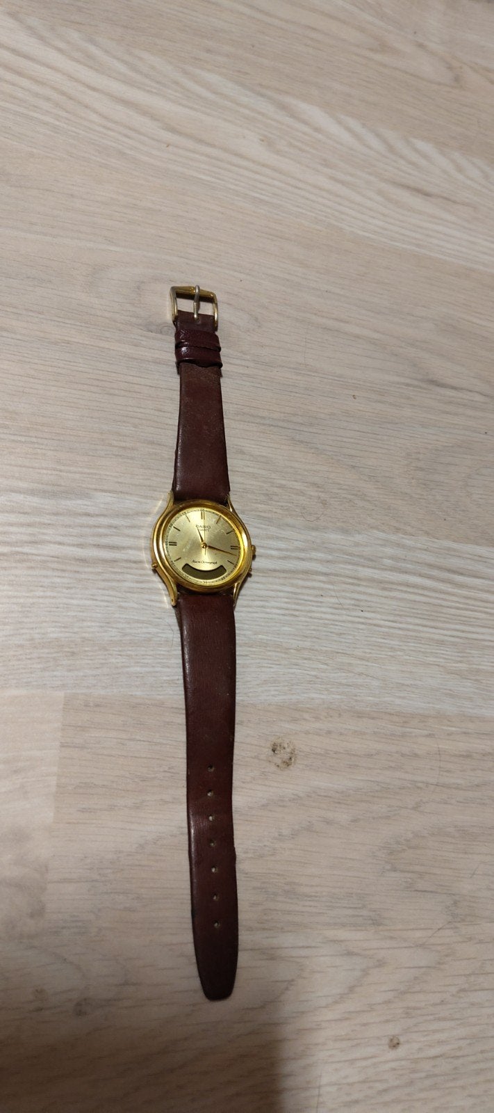 Casio AQ-426 Polshorloge - Werkt, batterij leeg, Casio, Leer, Staal, Polshorloge