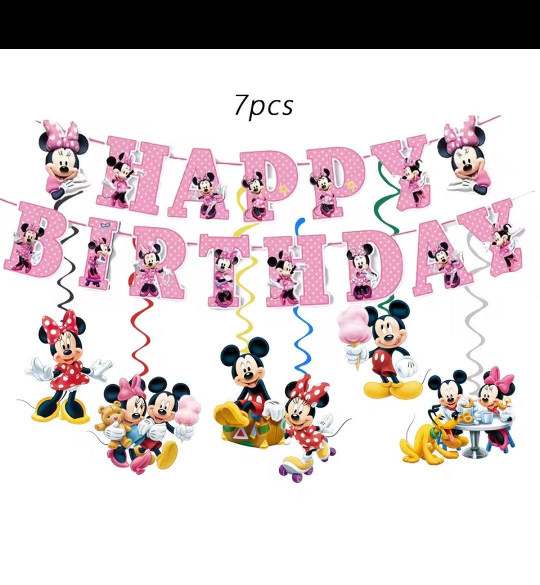 Nieuwe Minnie Mouse Happy Birthday Slinger - 7 Stuks, Ophalen of Verzenden, Nieuw, Versiering, Verjaardag