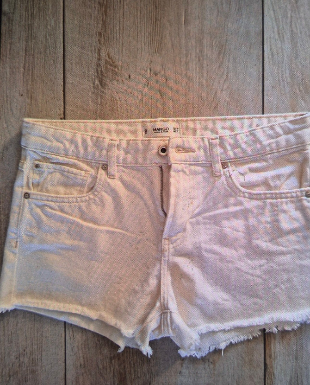 Mango denim shorts - Maat 38 (M), Maat 38/40 (M), Mango, Kort, Wit