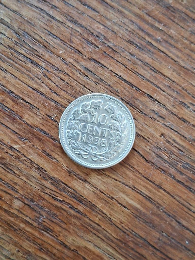10 cent 1938, Postzegels en Munten, Munten | Nederland, Ophalen of Verzenden, Koningin Wilhelmina, 10 cent, Zilver